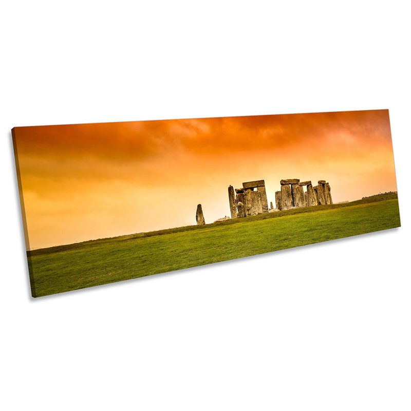 Stonehenge Orange Sunset - Wrapped Canvas Panoramic Art Prints, 30.48cm H x 91.44cm W