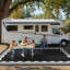 Tapis d'extérieur 8 x 10 festonné imperméable pour terrasse de camping / caravane