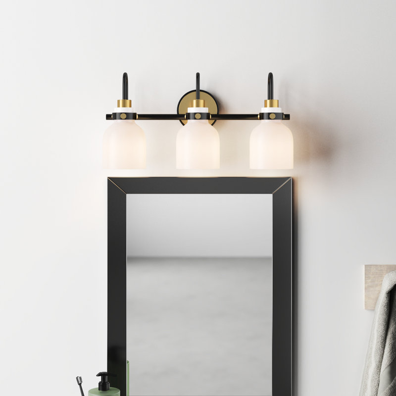 Arold 3 Light Colorful Dimmable Vanity Light, Satin Brass