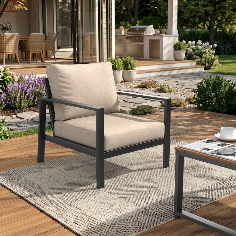 Amala Sunbrella® Outdoor Deep Seating Cushion, Sunbrella® Cast Ash Plainweave, 25" W x 25.5" D