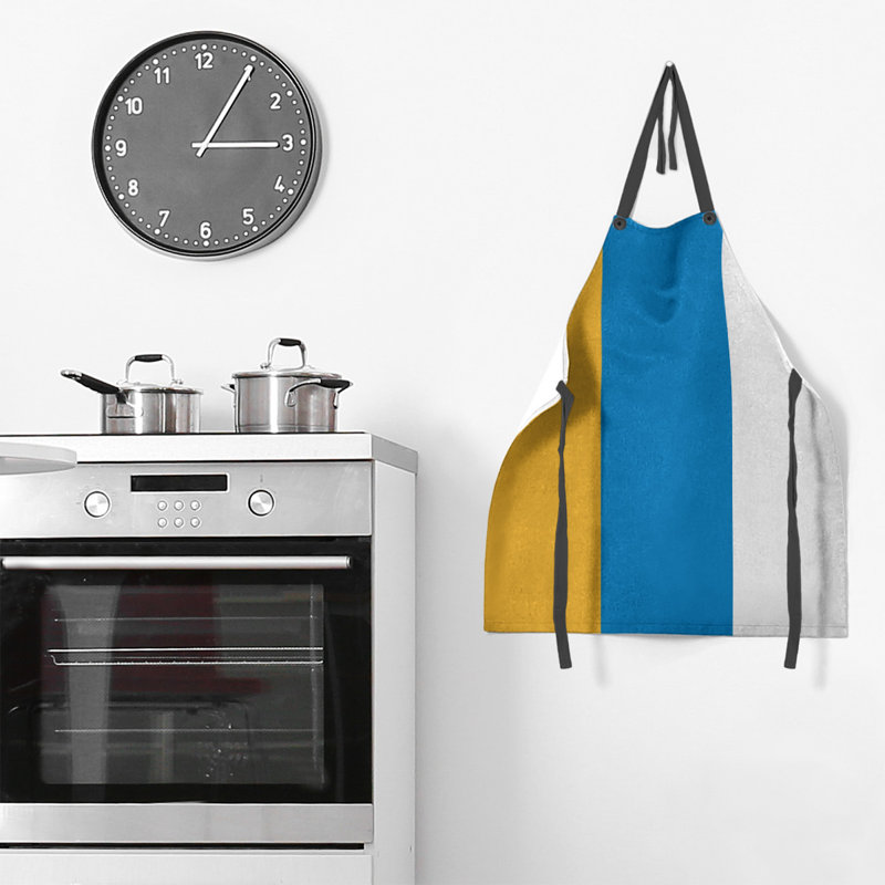 No Pattern Bib Apron, Yellow/Basketball Blue/White