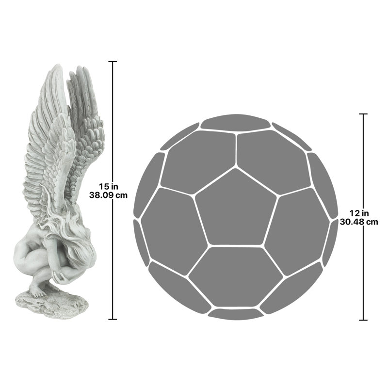 Statue souvenir et rédemption de l'ange, H 15 po x l 4 po x P 6,5 po