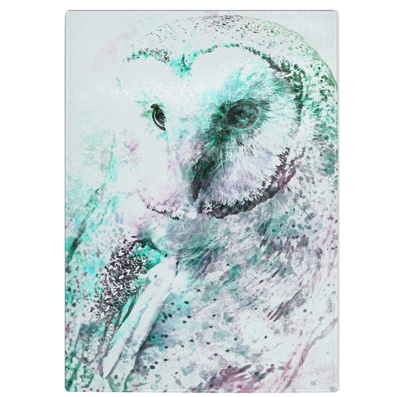 Tempered Glass Barn Owl Art Chopping Board, 20 cm W x 28.5 cm L