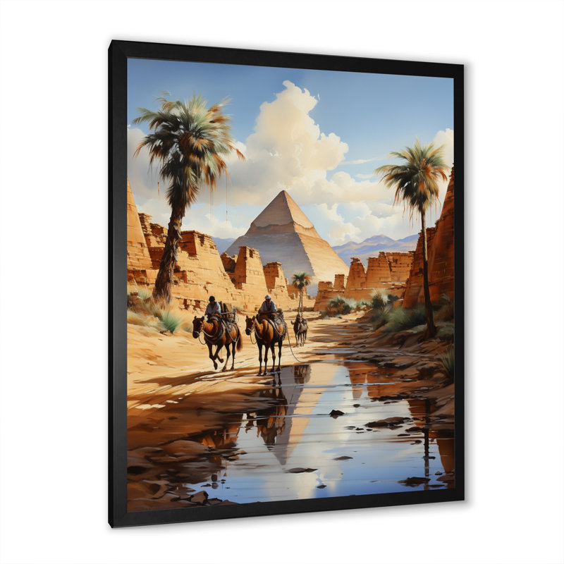 Pyramides majestueuses égyptiennes II - Égypte, art mural, Cadre photo noir, H 44 po x l 34 po x P 1,5 po