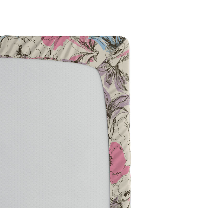 Microfiber Floral Fitted Sheet, Full Fitted Sheet