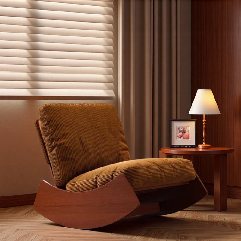 Chaise berçante rétro pour moments de détente., Jaune, Brun