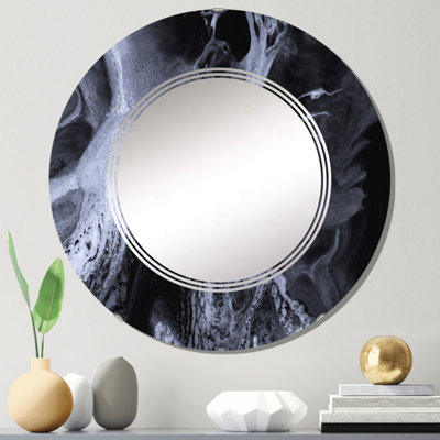 Vagues de marbre noir et blanc - miroir mural moderne