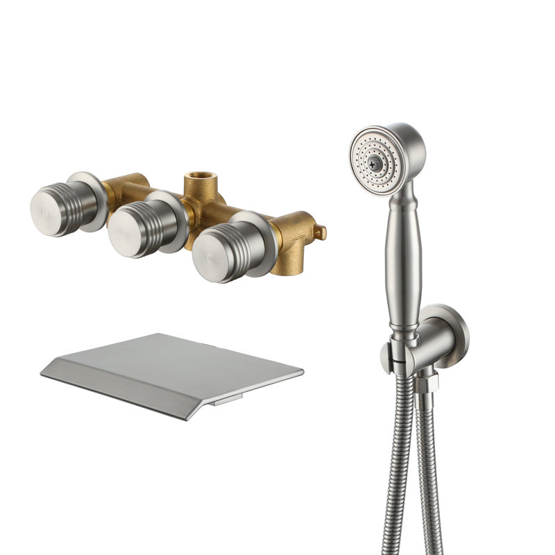 Calliope Wall Waterfall Faucet with Diverter, Brushed Nickel