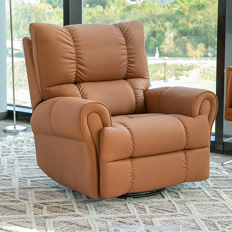 Nidhin Faux Leather Recliner, Brown Faux Leather