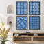 Motif géométrique bleu marine encadré sur papier, impression de 4 pièces-97782530-97782533