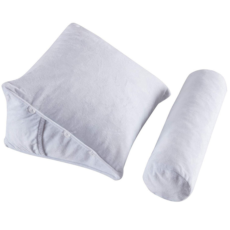  Wedge Indoor/Outdoor Bolster Pillow Cover and Insert, White