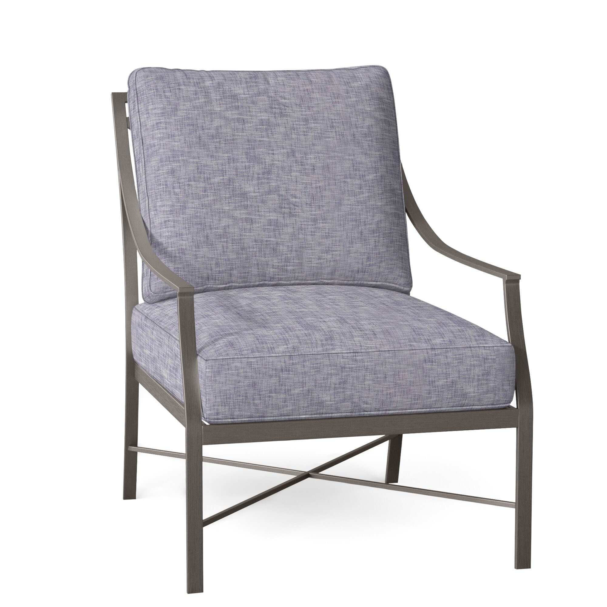 Monaco Wrought Aluminum Outdoor Lounge Chair, Bali Pearl, Welt, Slate Gray