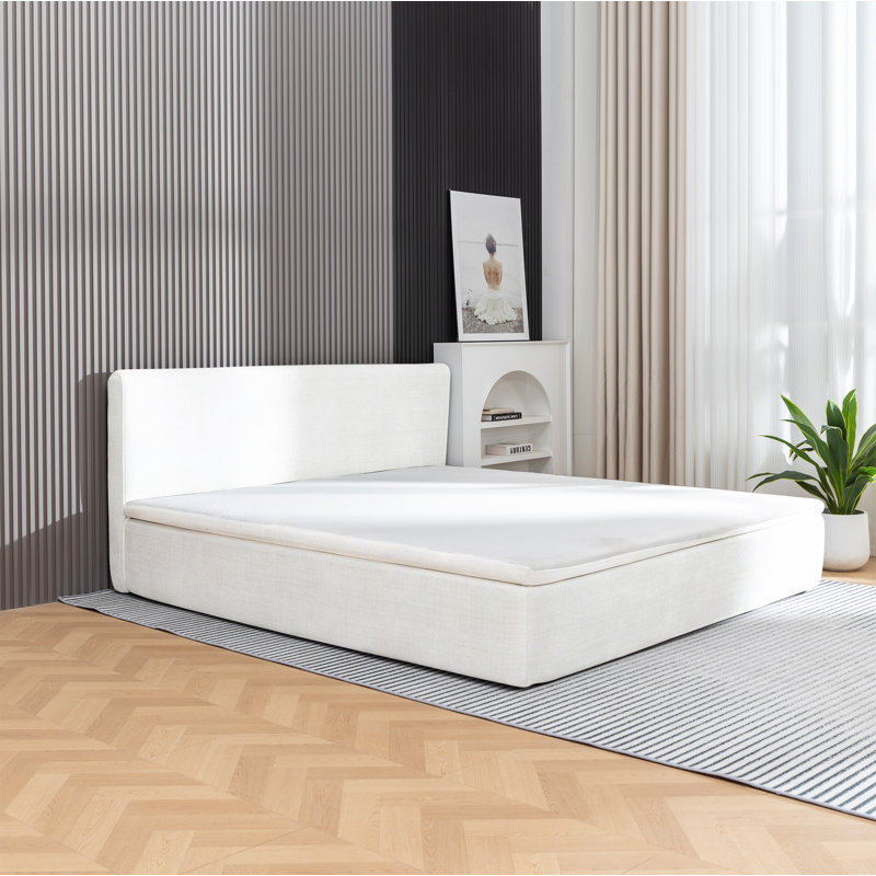 15" Thick Upholstered Compression Bed, Off White, King
