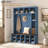 Hall Tree with 6 Hooks, Practical Walnut Storage Bench with Adjustable Shelves-1639448040