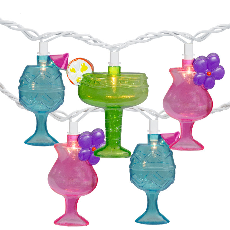 Ensemble de 10 lumières de patio pour cocktail à cocktail 10 fils - fil blanc 7,5 pi