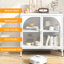 Buffet en métal, construction rouille, 2 portes en verre, tablettes réglables, capacité de 154 lb, blanc et élégant