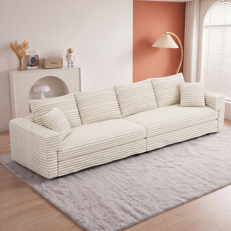 Canapé convertible 102,4 po Cloud, Beige et blanc