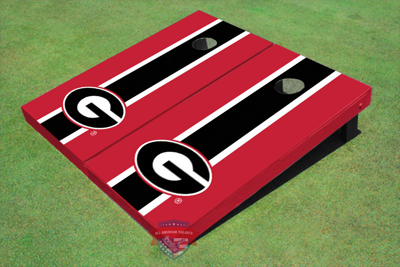 All American Tailgate NCAA Solid Wood Cornhole Set, Black/Red