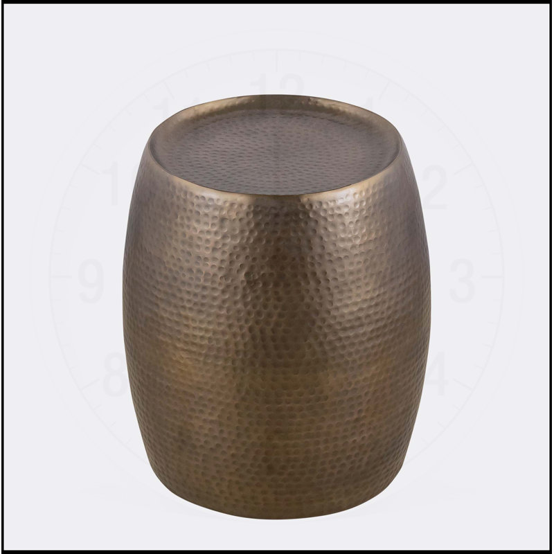 Modern Contemporary Aluminum End Table with Glossy Hand Hammered Design, Perfect for Elegant and Functional  Decor, Silver