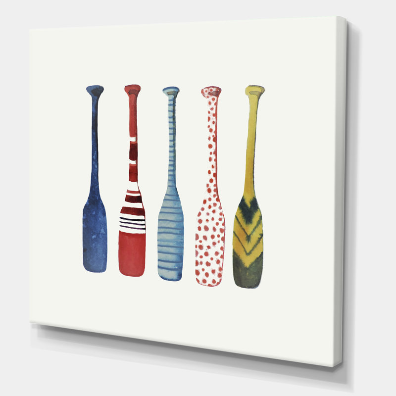 «Lakehouse Paddle», reproduction d'art sur toile rustique - cinq raquettes, H 16 po x l 16 po x P 1 po, Toile tendue