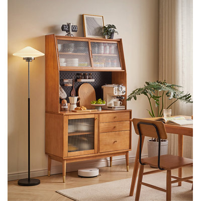 Nordic Solid Wood Pantry Modern Minimalist Living Room Wall Storage Cabinet
