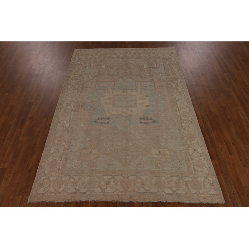 Vegetable Dye Geometric Oushak Area Rug 6x9