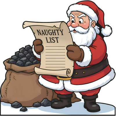 SP13558 - Dessin de Santa Naughty List en carton découpé debout