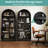 73.6" Arched Metal Storage Display Cabinet with Adjustable Shelves and Glass Doors-963874686