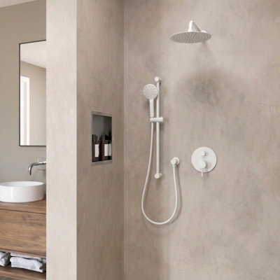 Ensemble de robinet de baignoire-douche blanc mat