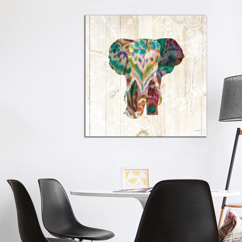 Boho Paisley Elephant III by Danhui Nai - Print on Canvas, Wrapped Canvas, 93.98 cm H x 93.98 cm W x 3.175 cm D