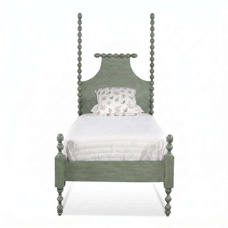 Emily Spindle Four Post Bed, Twin, Mineral