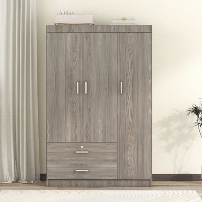 Stylish Three-Door Wardrobe with Ample Storage and Durable Construction by Latitude Run