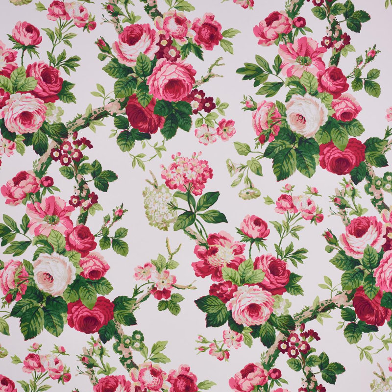 Papier peint floral Nancy, Rose