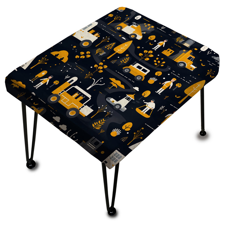 Yellow Busy Construction Zone For Boys Bedroom - Kids Bedroom Rectangle Ottoman