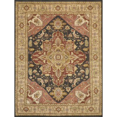 Wool Oriental Area Rug in Black/Brown/Gray