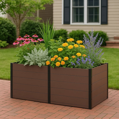 Wood Look Raised Garden Bed, Without Bottom