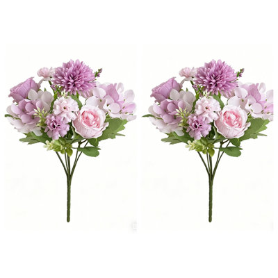 2 Bundle Artificial Peony Hydrangea Flowers Faux Silky Flower For Home Decor Centerpiece DIY Wedding Bouquet, White