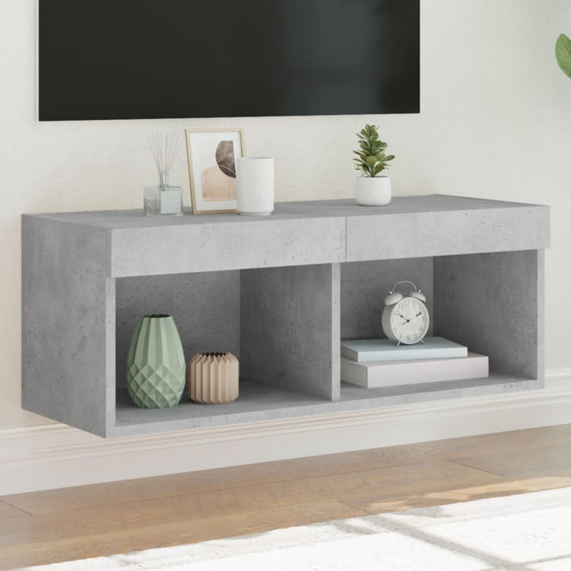 vidaXL Bedside Cabinet with LED Lights Storage Side Table Floating Nightstand