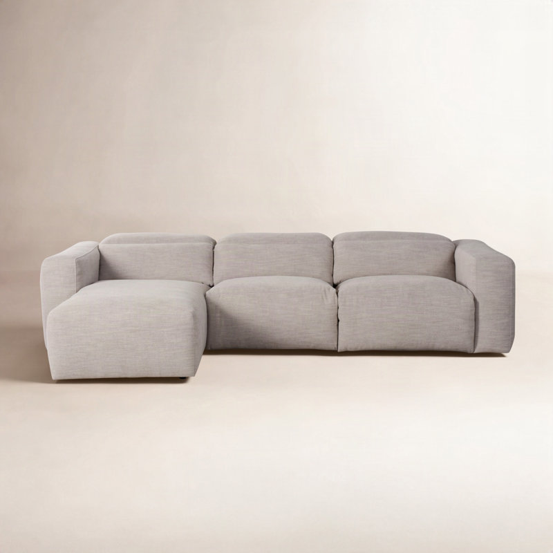 Canapé modulaire inclinable électrique 3 pièces Amed, Orienté à gauche (vu de face), Mélange de polyester gris