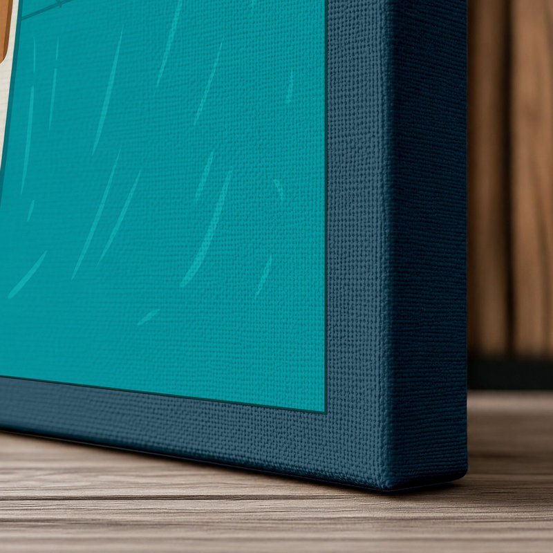 Rowing Boat from Above Geometric - Wrapped Canvas, 18x12 - 45.7 x 30.5 cm, Teal Border