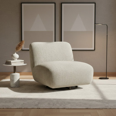Upholstered Chenille Swivel Slipper Chair