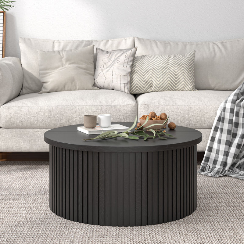 Lift Top Coffee Table With Storage, Fluted Round Coffee Tables, Black
