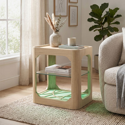 Table de bout à DEL 22 po avec tablette en verre Nolan