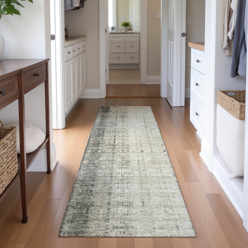 Premium Machine Washable Mayfield AMF2240 Striped Rug, 2'3" x 7'6" Runner, Beige