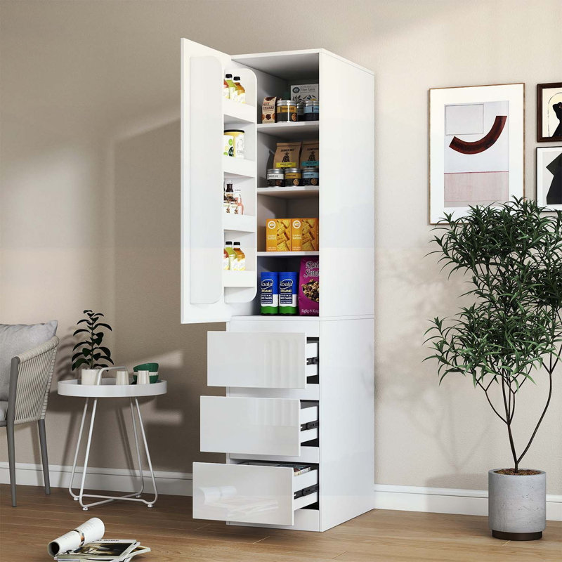Armoire de rangement minimaliste avec portes, tablettes et tiroirs pour une vie organisée