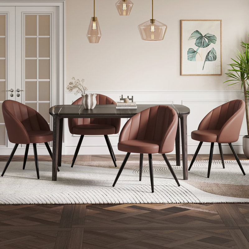 41cm H Upholstered Upholstered Back Armchair, 4, Brown