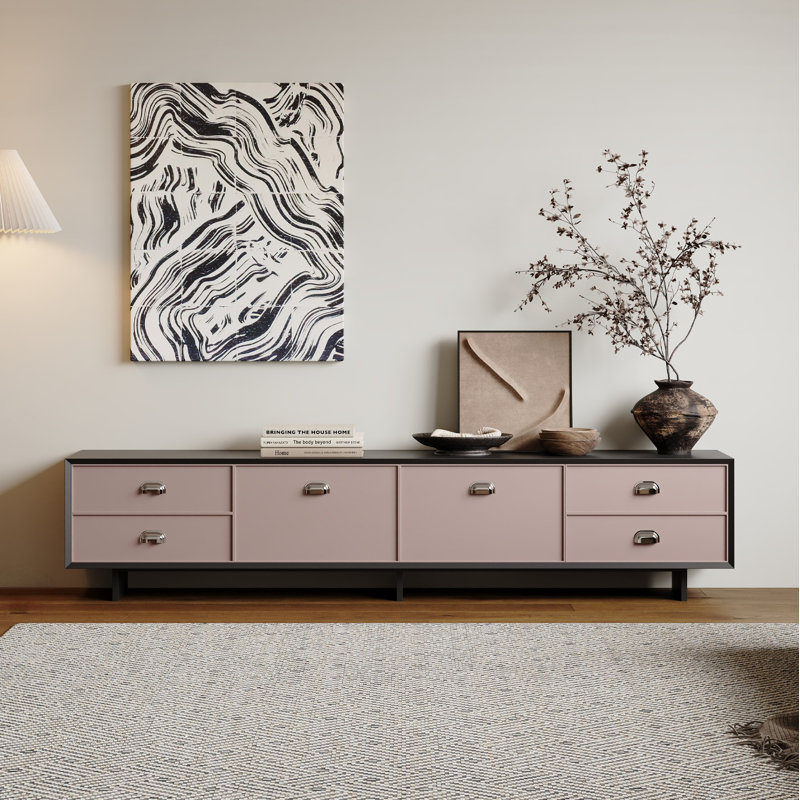 Meuble télé Minimalist Creative, Noir / Rose, H 20,08 po x L 86,61 po x l 15,75 po