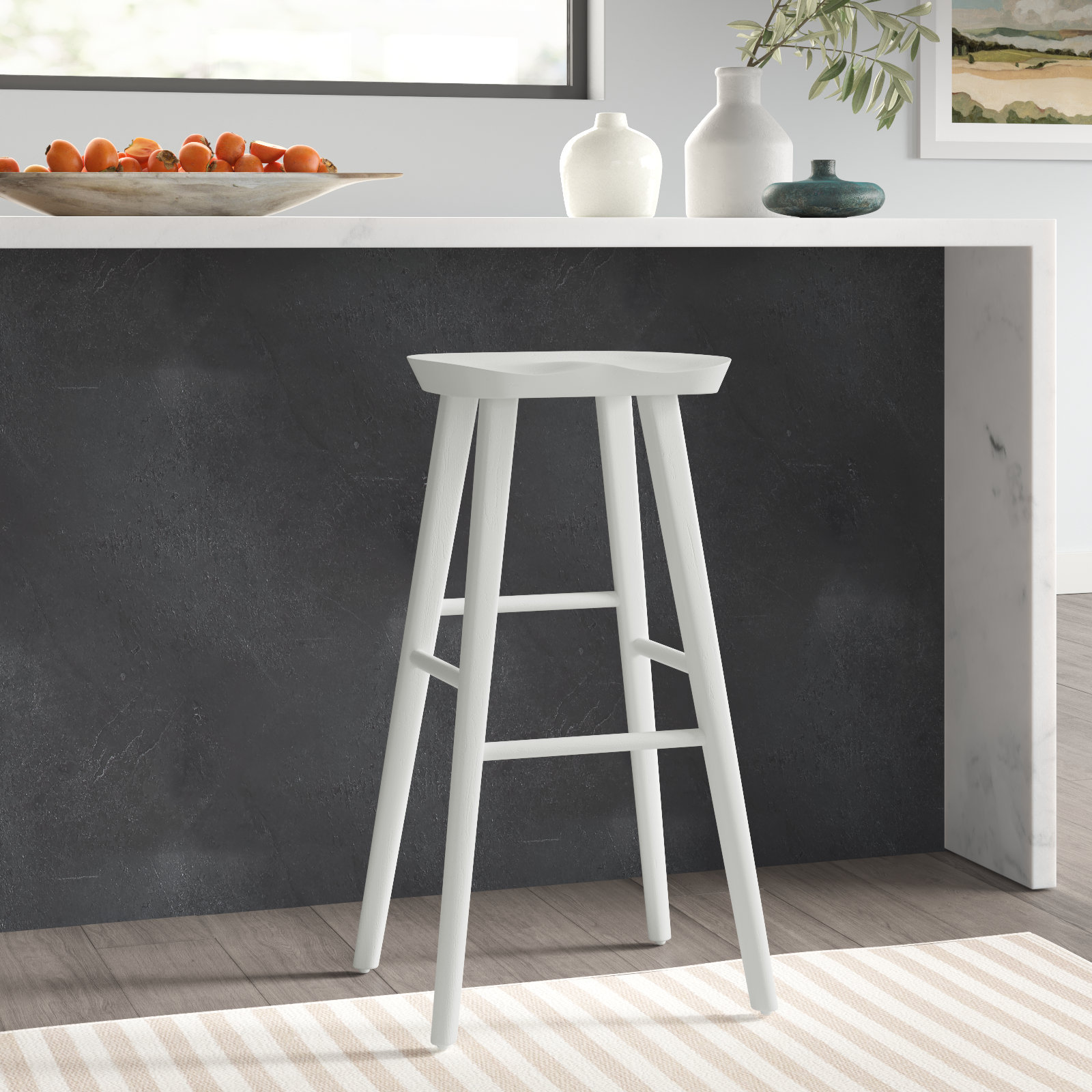 Anzie Bar & Counter Stool, Bar Stool (29.3" Seat Height), White