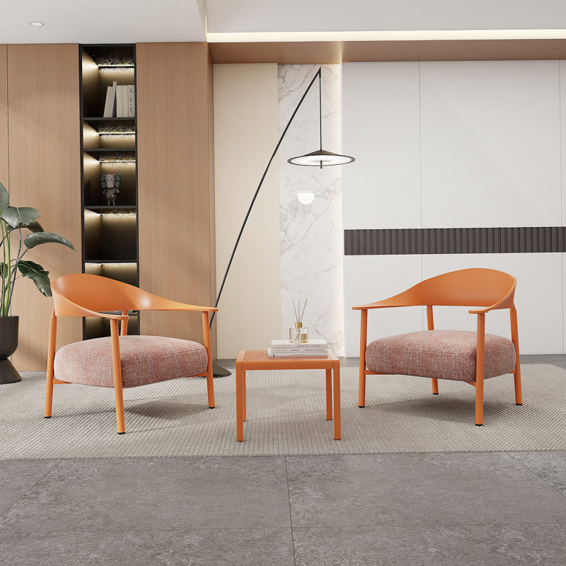 Ensemble de chaises d'appoint modernes 2 pièces avec table basse, sièges rembourrés pour vous détendre dans le salon, le salon ou le balcon
