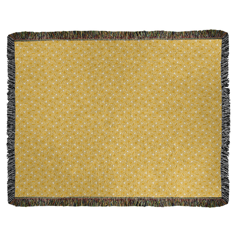 Couverture tissée hexagonale Katelyn Elizabeth, l 37 po x L 52 po, Jaune / blanc